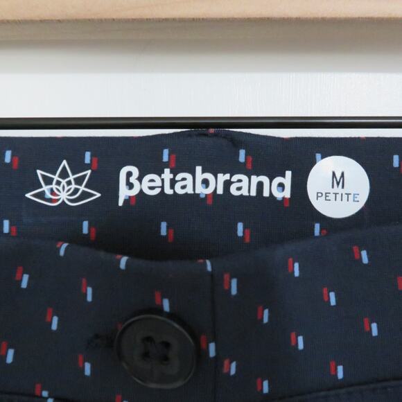 Betabrand Women Sz M Navy Red Light Blue Straight Leg Classic Dress Yoga Pants - Picture 6 of 7